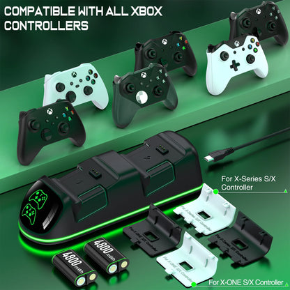 Controller Charger for Xbox Series/One-X/S/Elite with 2 X 4800 Mwh Rechargeable Battery Packs, Xbox Accessories for Xbox Controller Battery